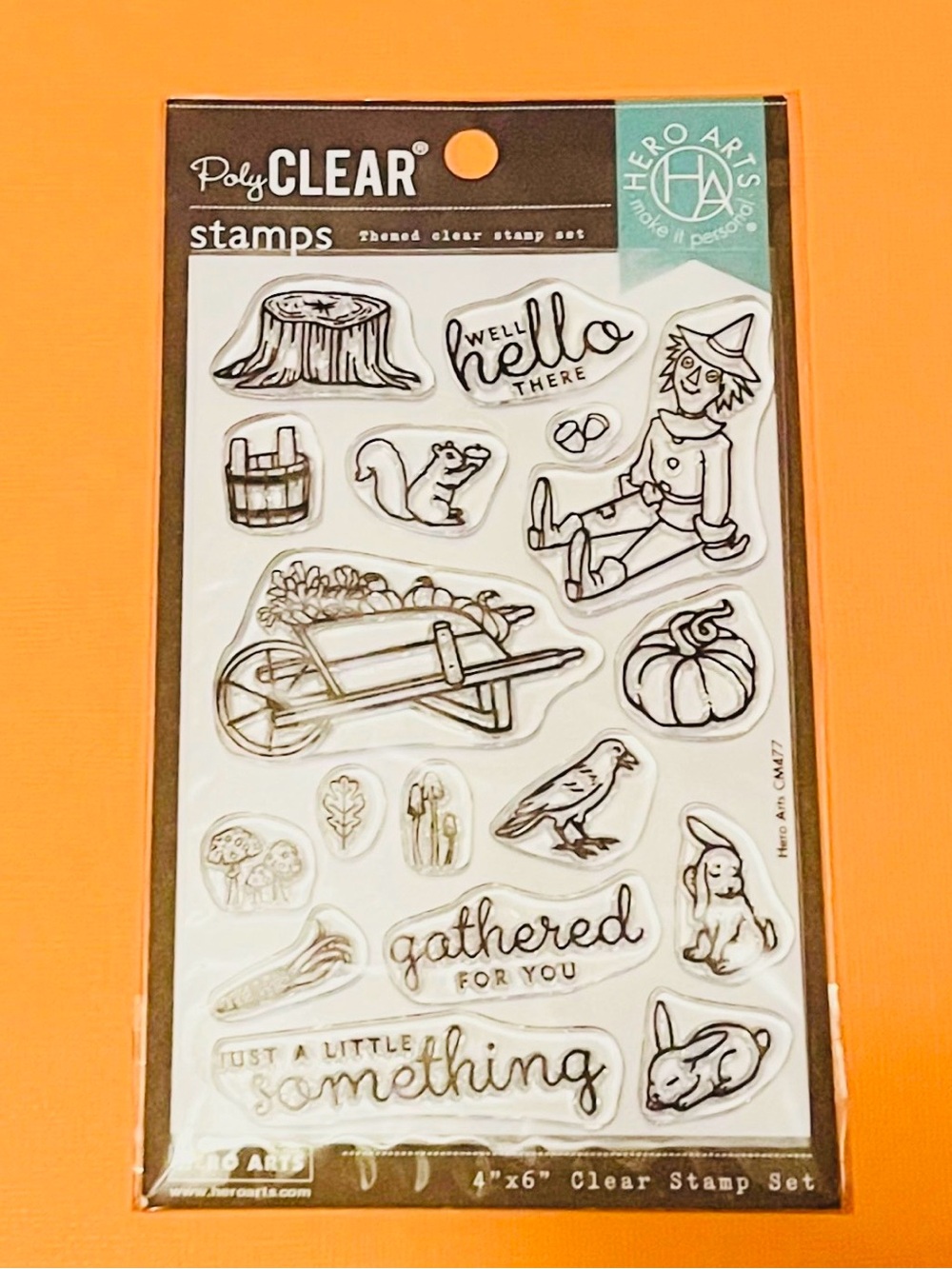 Hero Arts 17pc “Wheelbarrow Friends" 4x6 Clear Stamp Set,